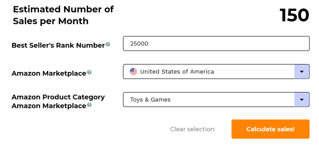 An example of estimating sales using the Jungle Scout Rank Estimator tool